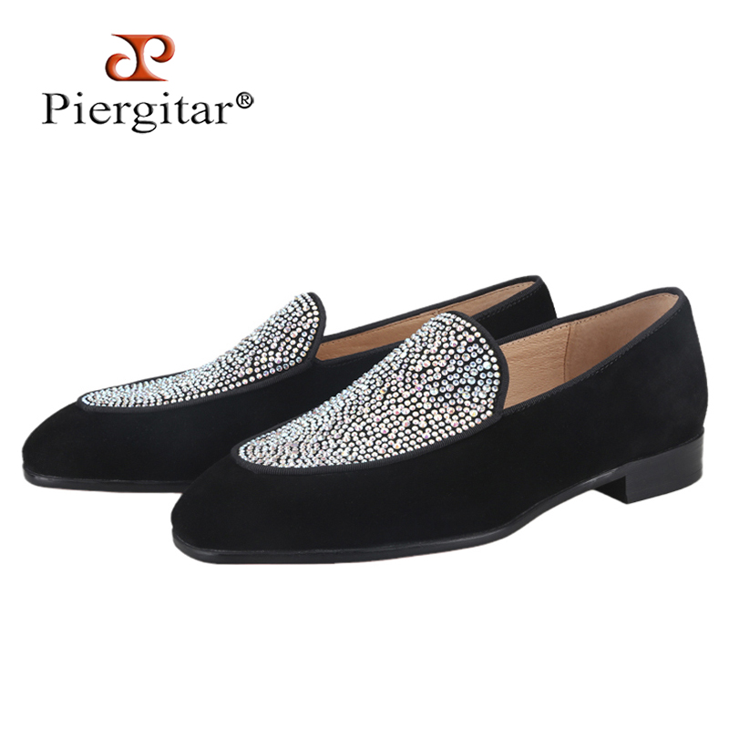 Men Shoes Red Bottom - Piergitar-핸드메이드 블랙 스웨이드 남성 로퍼, 오스트리아