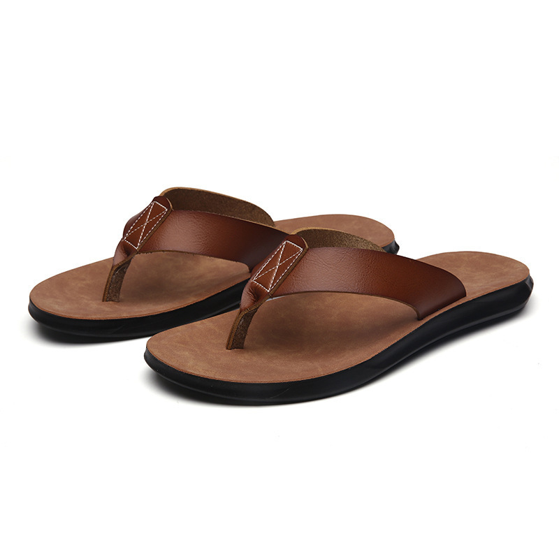 Men'S Shoes Temu - 38-47 남성용 새 이탈리아 가죽 플립플롭