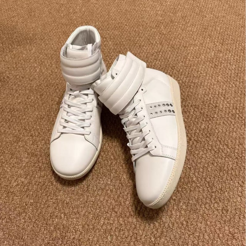 Men Shoes White Colour - 남성용 천연 가죽 하이탑 스니커즈 2026