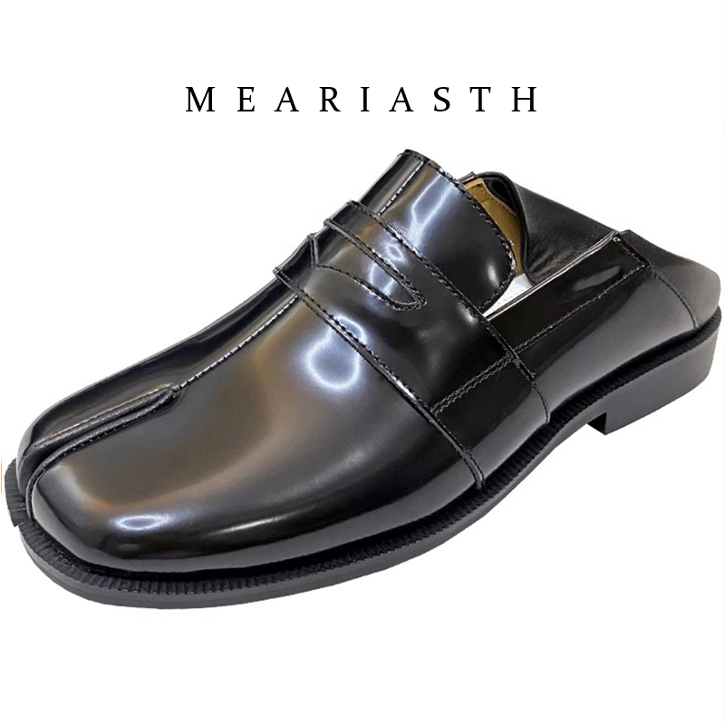 Men'S Shoes Temu - 블랙 타비 슈즈 스플릿 토 패턴트