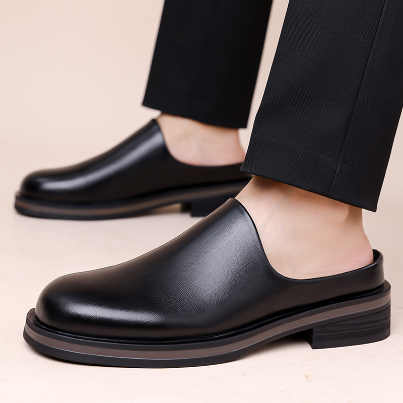 Men'S Shoes Temu - 남성 슬립온 하프 슬리퍼, 두꺼운 밑창