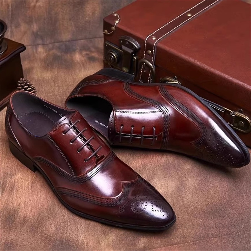 Men Shoes Formal - 영국산 천연 가죽 남성 구두, 조각된