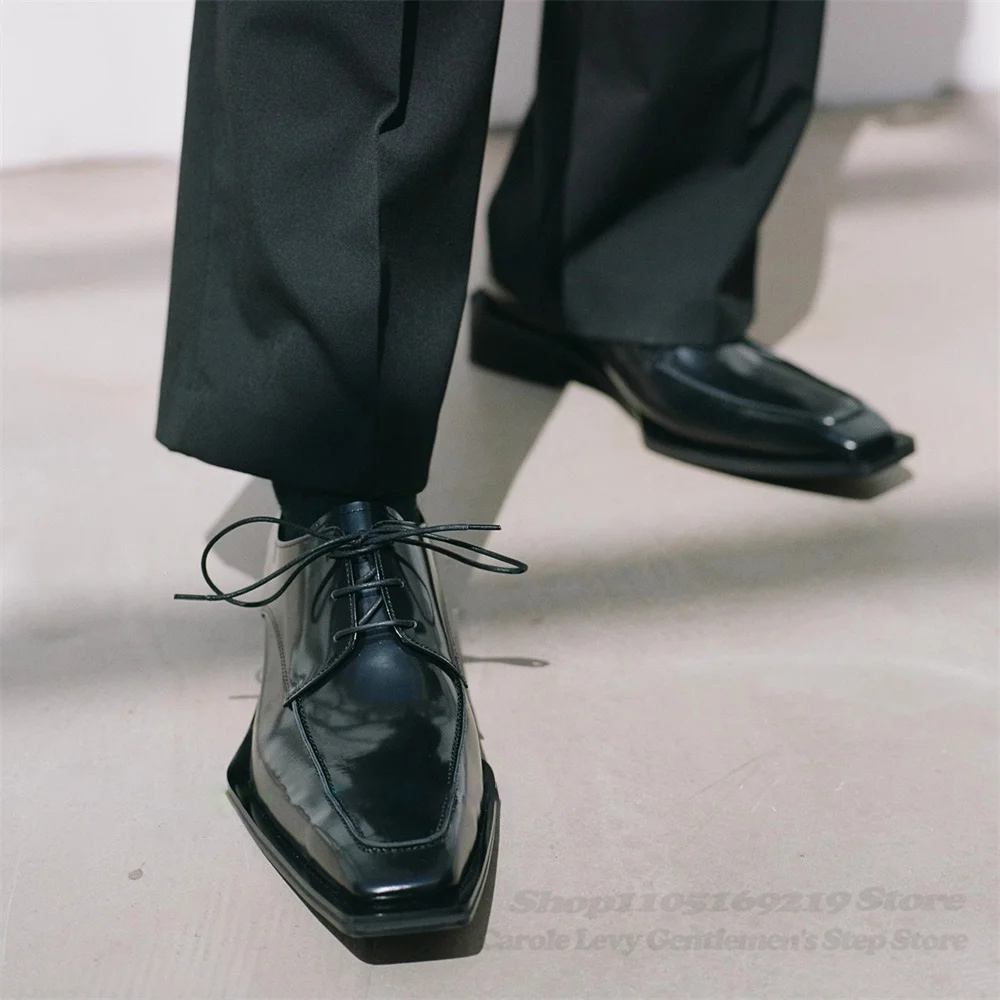 Men Shoes Formal - 블랙 에나멜 가죽 남성용 4cm 굽