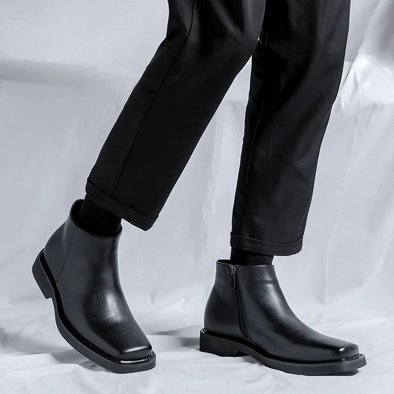 블랙 새로운 패션 남성 캐주얼 가죽 신발 가을 겨울 드 - Men'S Shoes Temu 리뷰 및 가격