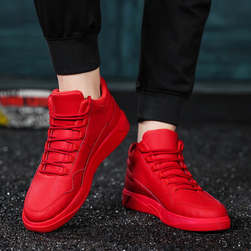 따뜻한 남성용 레드 하이탑 가죽 스케이트 신발 플랫 레 - Men Shoes Red Bottom 리뷰 및 가격