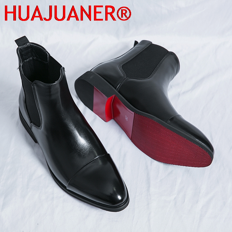 영국 스타일 남성용 블랙 첼시 부츠 여성용 천연 가죽  - Men Shoes Red Bottom 리뷰 및 가격