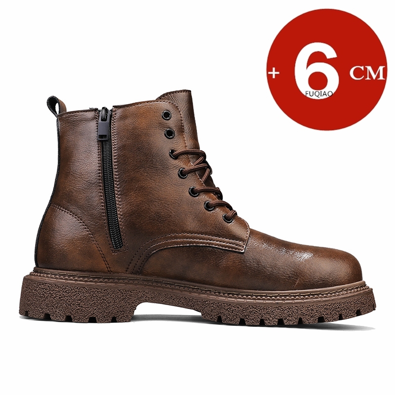 6cm 키높이 남성 부츠 가죽 야외 가을 겨울 신발 따 - Men'S Shoes Increase Height 리뷰 및 가격