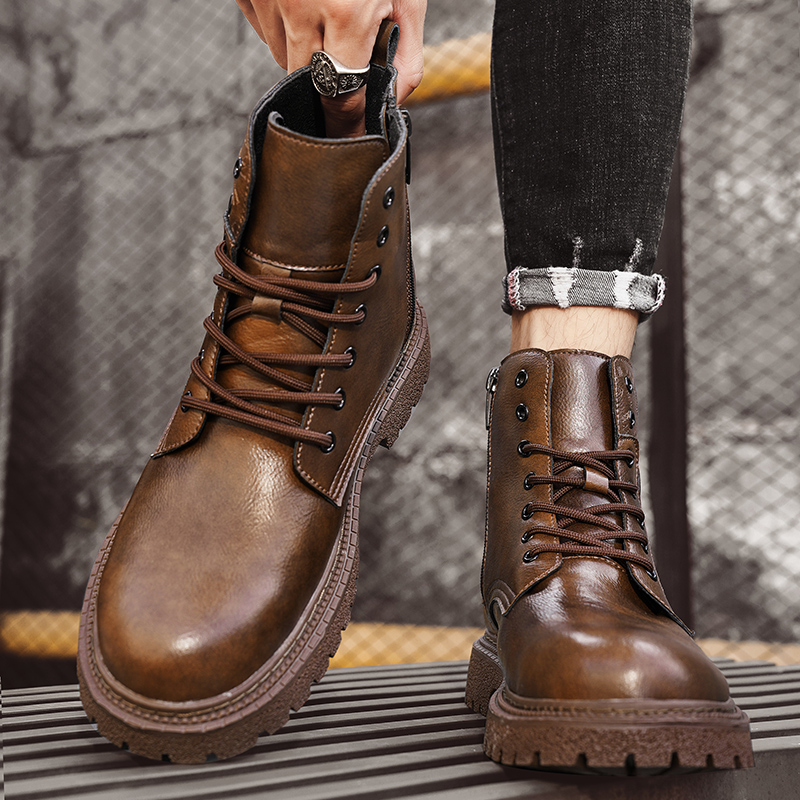 6cm 키높이 남성 부츠 가죽 야외 가을 겨울 신발 따 - Men'S Shoes Increase Height 리뷰 및 가격