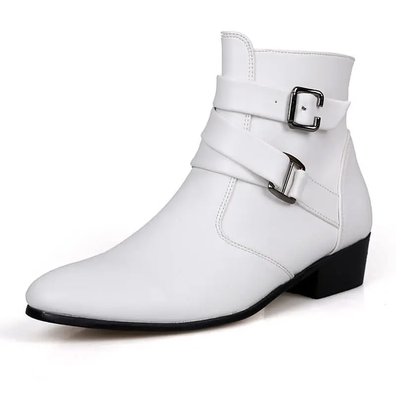 새로운 남성용 부츠 가죽 첼시 부츠 하이탑 버클 정장  - Men Shoes Formal 리뷰 및 가격
