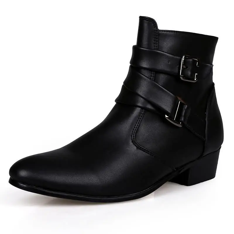 새로운 남성용 부츠 가죽 첼시 부츠 하이탑 버클 정장  - Men Shoes Formal 리뷰 및 가격