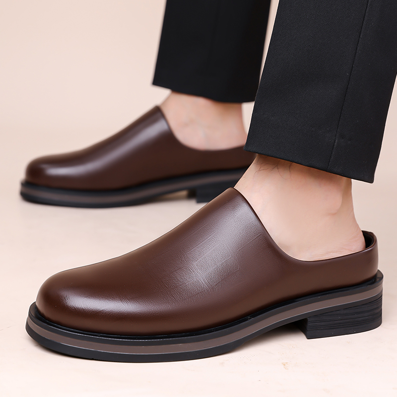 남성 슬립온 하프 슬리퍼, 두꺼운 밑창 광택 캐주얼 가 - Men'S Shoes Temu 리뷰 및 가격