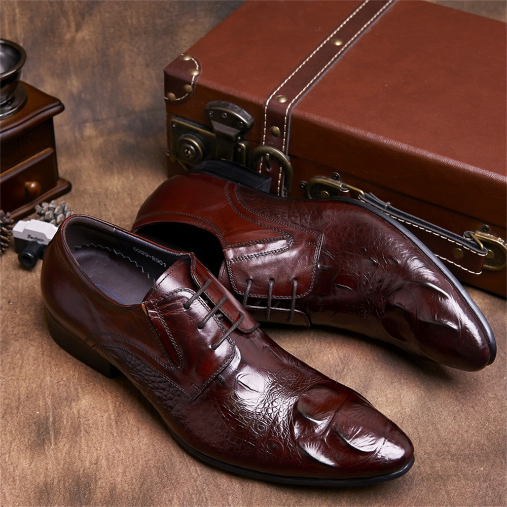 소가죽 엠보싱 악어 무늬 영국 스타일 남성 포인티드 토 - Men Shoes Formal 리뷰 및 가격