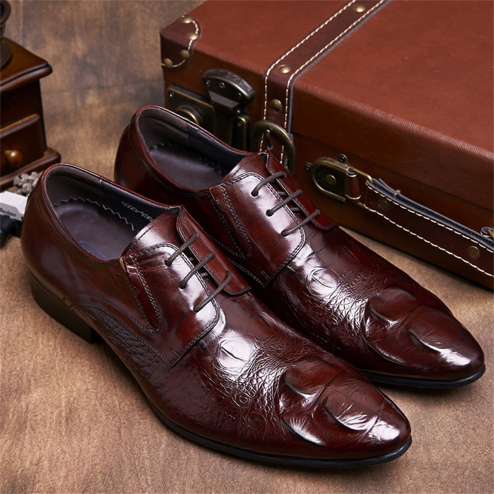 소가죽 엠보싱 악어 무늬 영국 스타일 남성 포인티드 토 - Men Shoes Formal 리뷰 및 가격