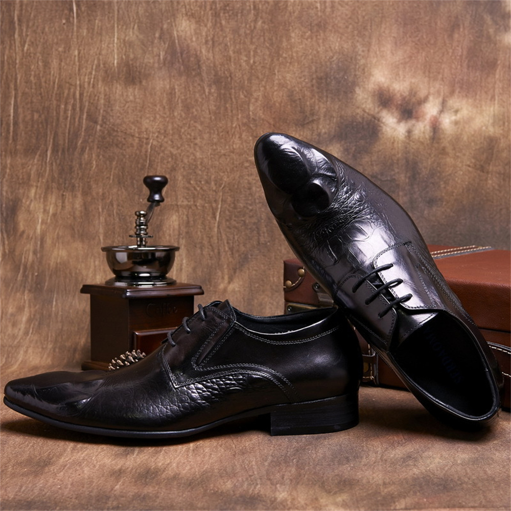 소가죽 엠보싱 악어 무늬 영국 스타일 남성 포인티드 토 - Men Shoes Formal 리뷰 및 가격