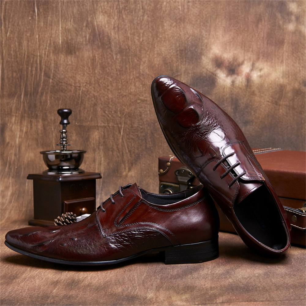 소가죽 엠보싱 악어 무늬 영국 스타일 남성 포인티드 토 - Men Shoes Formal 리뷰 및 가격