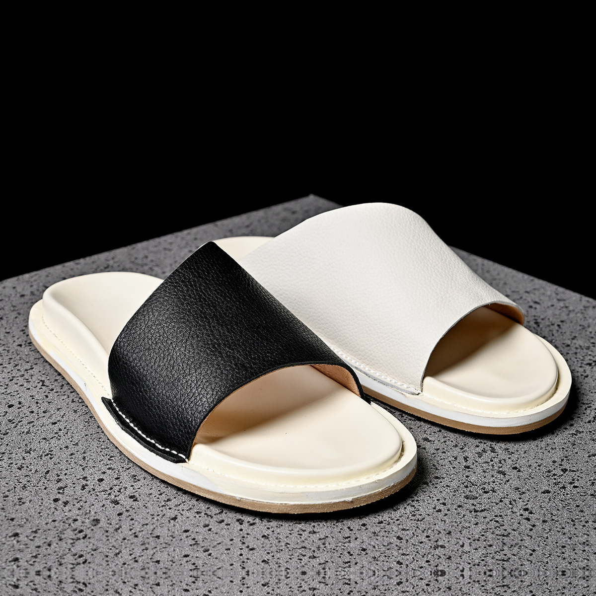 고품질 부드러운 남성 천연 가죽 슬리퍼 2025 여름  - Men'S Shoes Temu 리뷰 및 가격