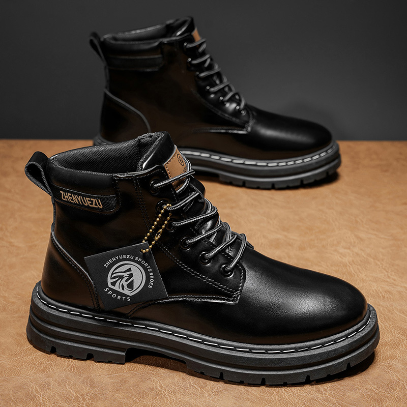 남성용 가을 겨울 레트로 숏부츠, 두꺼운 밑창 키높이  - Men'S Shoes Increase Height 리뷰 및 가격