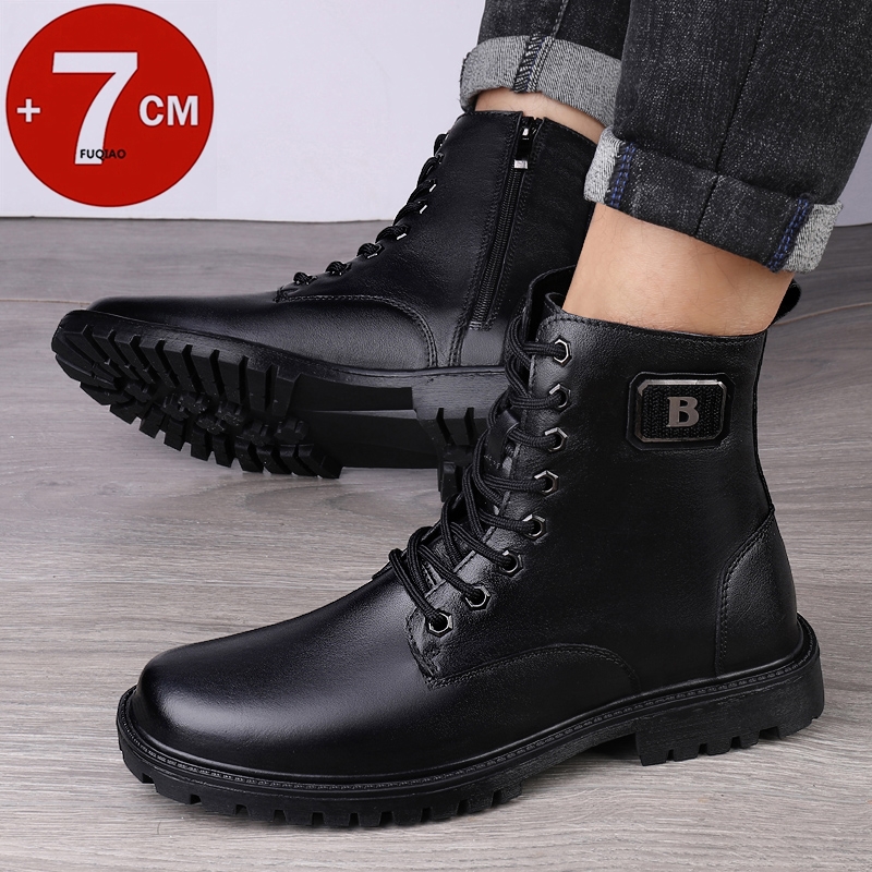 남성용 6cm 키높이 가죽 부츠 겨울 플리스 안감 따뜻 - Men'S Shoes Increase Height 리뷰 및 가격